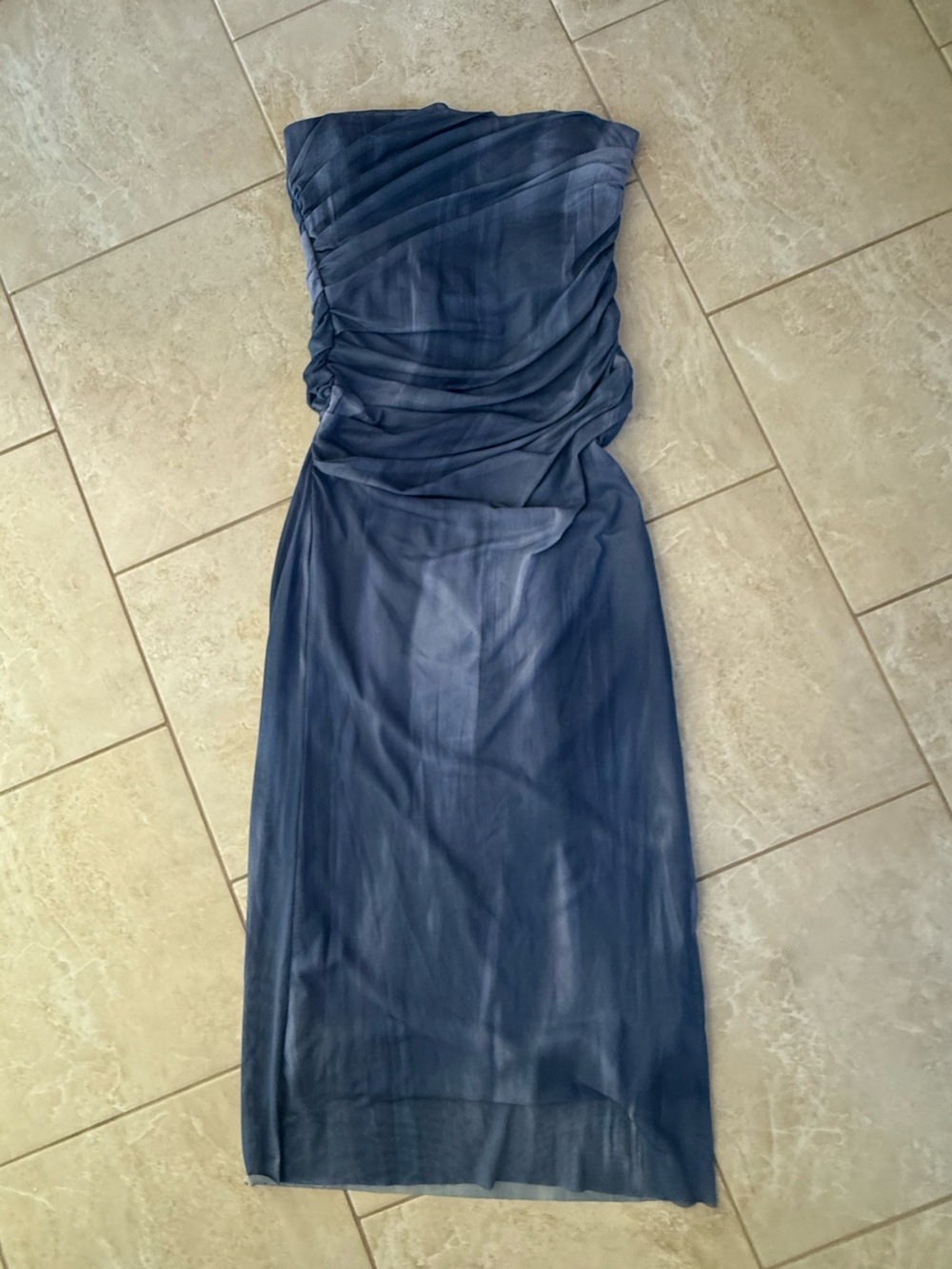 Zara Strapless Navy Blue Evening Gown